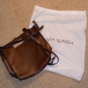 Genuine Brown Leather VIA Spiga Handbag